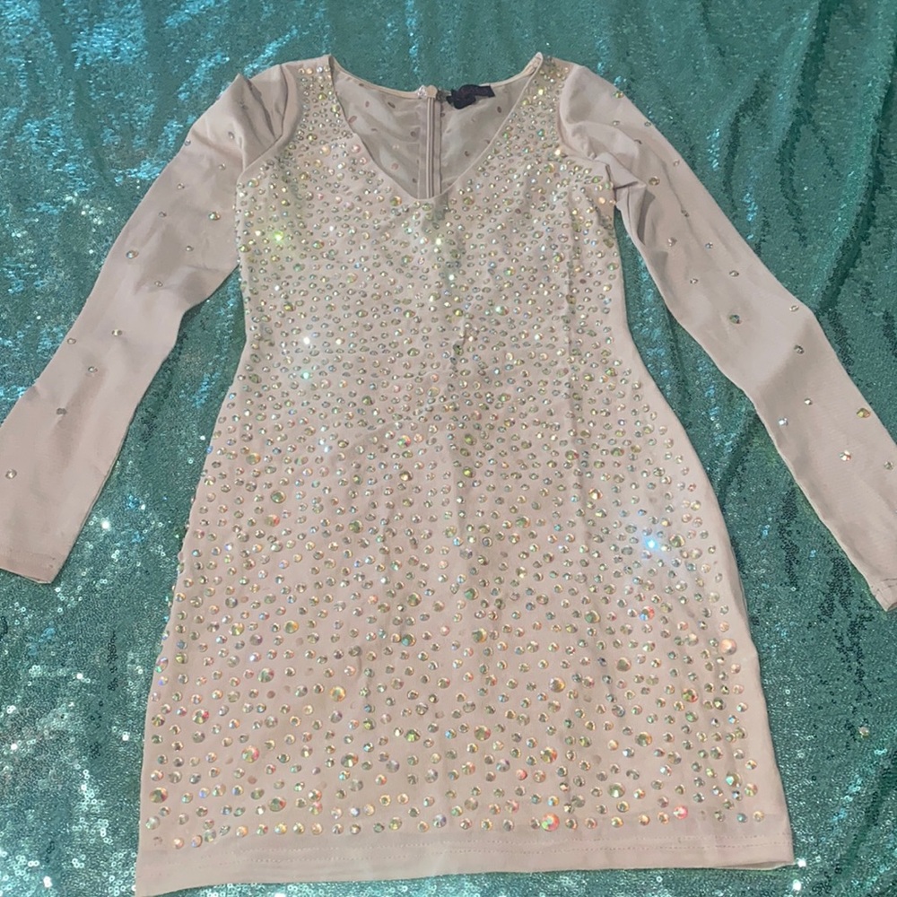Nude Rhinestone Dress.